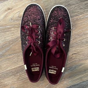 Sparkly Kate Spade Keds | Dark Cherry Purple | Size 9.5 US